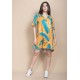 Vestido Curto Pataxô Viscose Mullet Decote V Estampa Aurora Botânica