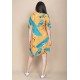 Vestido Curto Pataxô Viscose Mullet Decote V Estampa Aurora Botânica