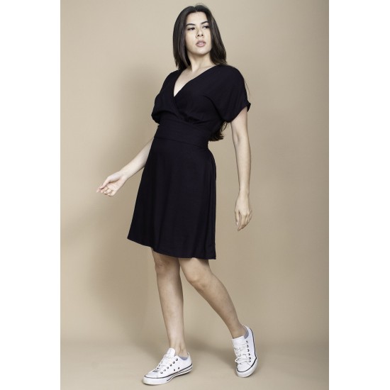 Vestido Curto Viscose Elastex nas Costas Preto