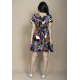Vestido Curto Viscose Elastex nas Costas Estampa Aurora Urbana