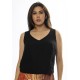 Blusa Regata Viscose Gola V Preto