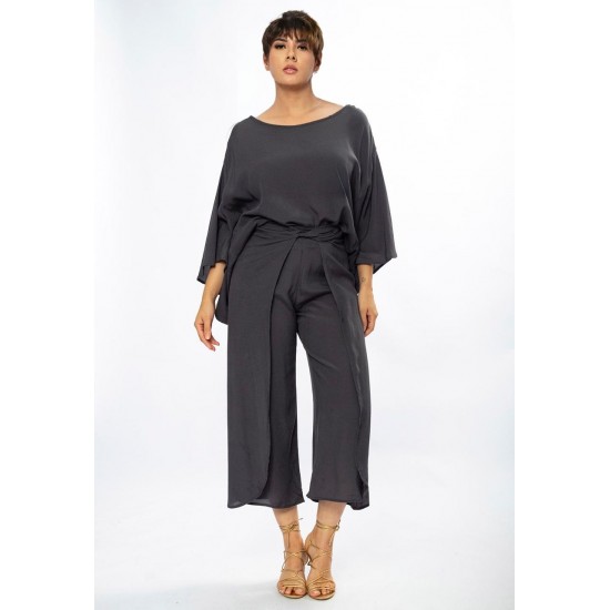 Calça Envelope Dueré Pantacourt Viscose Chumbo