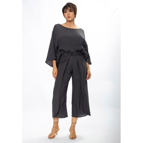 Calça Envelope Dueré Pantacourt Viscose Chumbo