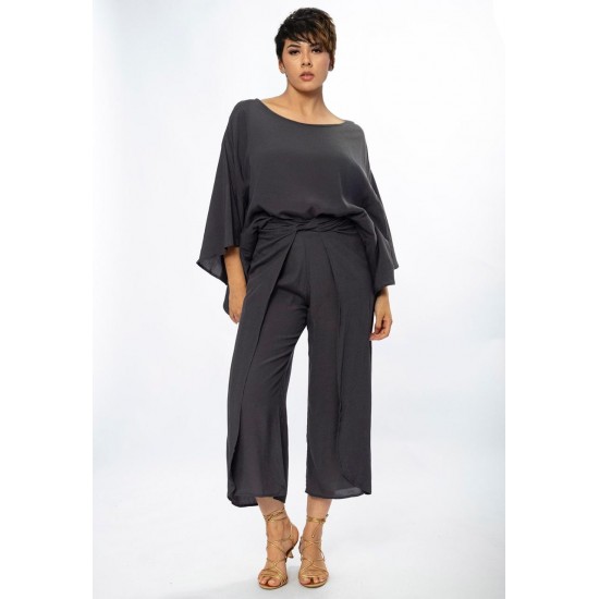 Calça Envelope Dueré Pantacourt Viscose Chumbo