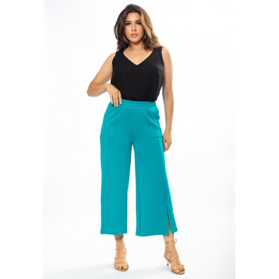 Calça Pantacourt Malha Encorpada Azul