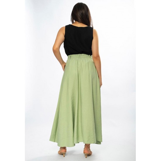 Saia Midi com Zíper Verde Menta