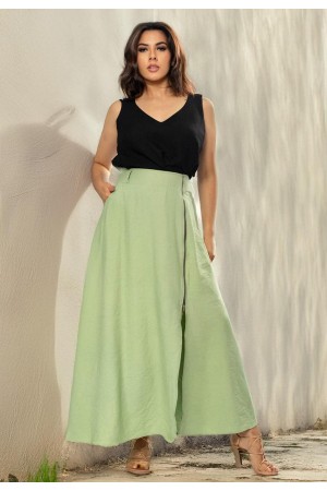 Saia Midi com Zíper Verde Menta