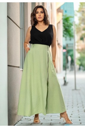 Saia Midi com Zíper Verde Menta