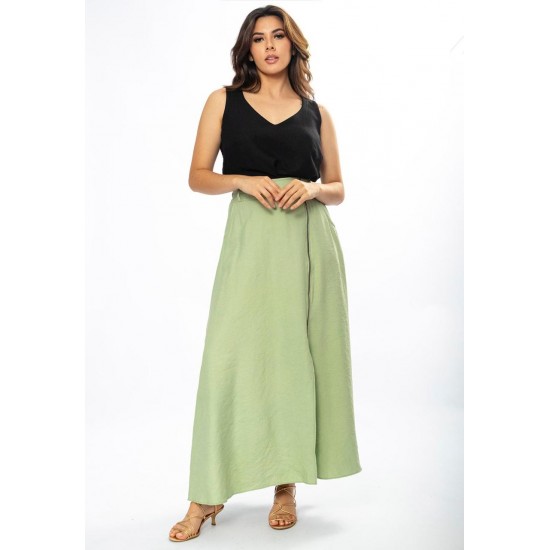 Saia Midi com Zíper Verde Menta