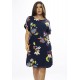 Vestido Curto Viscose com Bolso Estampa Festa das Flores Azul