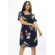 Vestido Curto Viscose com Bolso Estampa Festa das Flores Azul