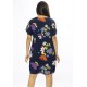 Vestido Curto Viscose com Bolso Estampa Festa das Flores Azul
