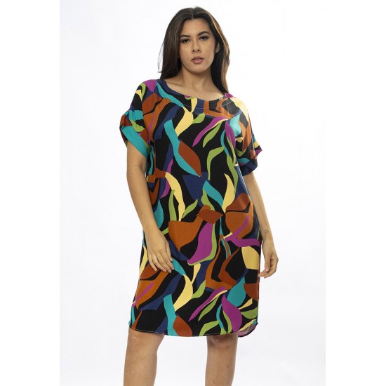 Vestido Curto Viscose com Bolso Estampa Aurora Urbana