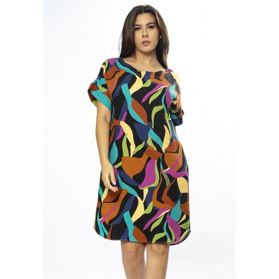 Vestido Curto Viscose com Bolso Estampa Aurora Urbana