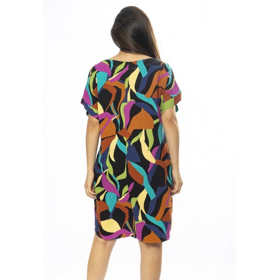 Vestido Curto Viscose com Bolso Estampa Aurora Urbana