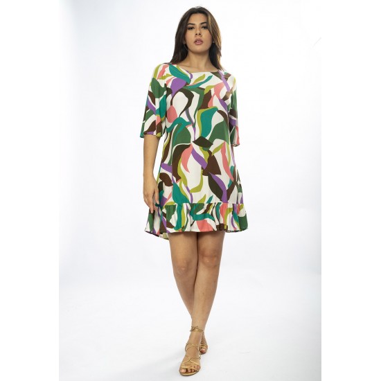Vestido Curto Viscose Estampa Encanto Botânico