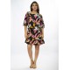 Vestido Curto Viscose Estampa Pétalas Noturna