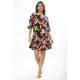 Vestido Curto Viscose Estampa Pétalas Noturna