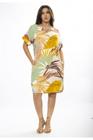 Vestido Curto Viscose com Bolso Estampa Aurora Suave