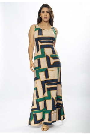 Vestido Longo Butiá Malha Regata Estampa Chapada de Areia
