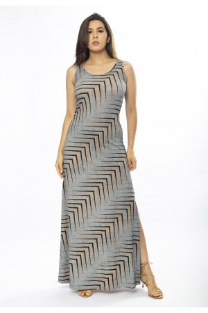 Vestido Longo Butiá Malha Regata Estampa Murici