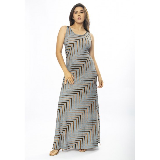 Vestido Longo Butiá Malha Regata Estampa Murici