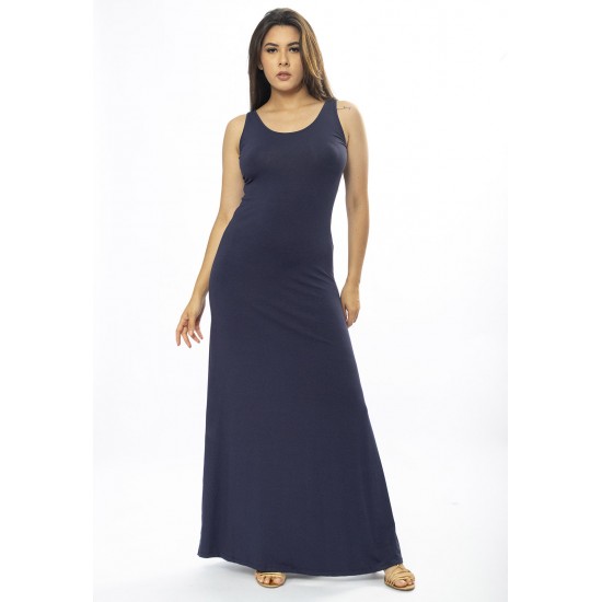 Vestido Longo Butiá Malha Regata Azul Marinho