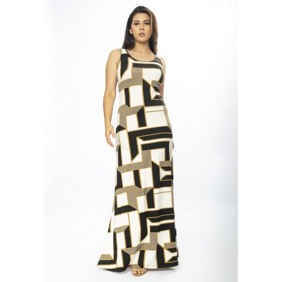 Vestido Longo Butiá Malha Regata Estampa Igaci