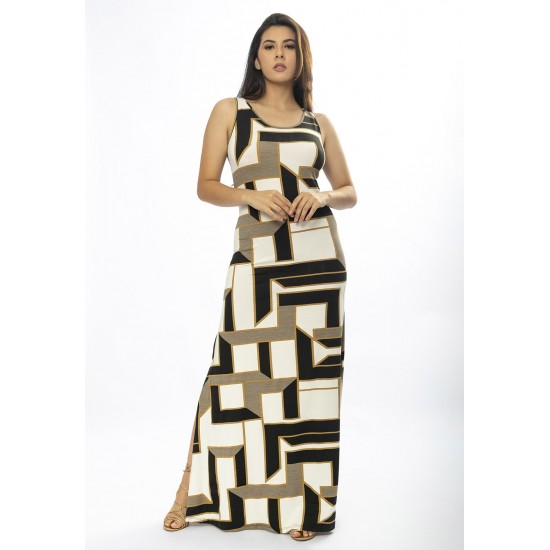 Vestido Longo Butiá Malha Regata Estampa Igaci