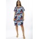 Vestido Curto Viscose com Bolso Estampa Jardim Celeste