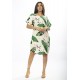 Vestido Curto Viscose com Bolso Estampa Folhagem Poética