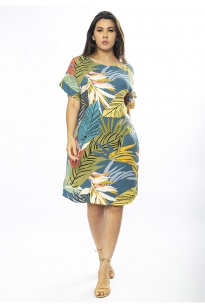 Vestido Curto Viscose com Bolso Estampa Brisa Botânica
