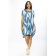 Vestido Curto Malha Amplo Always Estampa Geometric Blue