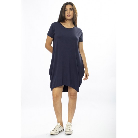 Vestido Curto Malha Amplo Always Azul Marinho