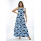 Vestido Longo Malha Trapézio Estampa Caminhos de Azul