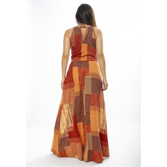 Vestido Longo Jennifer Malha Trapézio com Bolso Tramas do Sol