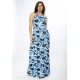 Vestido Longo Jennifer Malha Trapézio com Bolso Caminhos de Azul