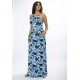 Vestido Longo Jennifer Malha Trapézio com Bolso Caminhos de Azul