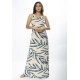 Vestido Longo Malha Trapézio Bambu Azul
