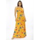 Vestido Longo Malha Trapézio Laranja Floral