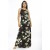 Vestido Longo Malha Trapézio Flores Ébano