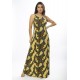 Vestido Longo Malha Trapézio Folhas de Outono