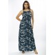 Vestido Longo Malha Trapézio Hibisco Blue