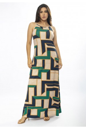 Vestido Longo Malha Trapézio Chapada de Areia