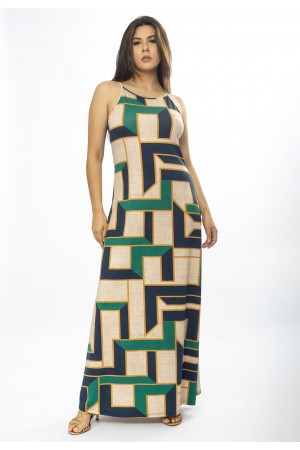Vestido Longo Malha Trapézio Chapada de Areia