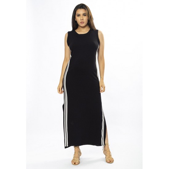 Vestido Midi Faixa Lateral Black