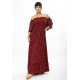 Vestido Longo Ciganinha Estampado Bordô