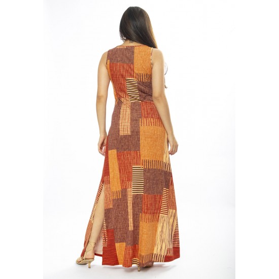 Vestido Longo Butiá Malha Regata Estampa Tramas do Sol