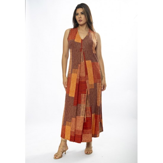 Vestido Longo Acará Malha Estampa Tramas do Sol