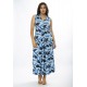 Vestido Longo Acará Malha Estampa Caminhos de Azul
